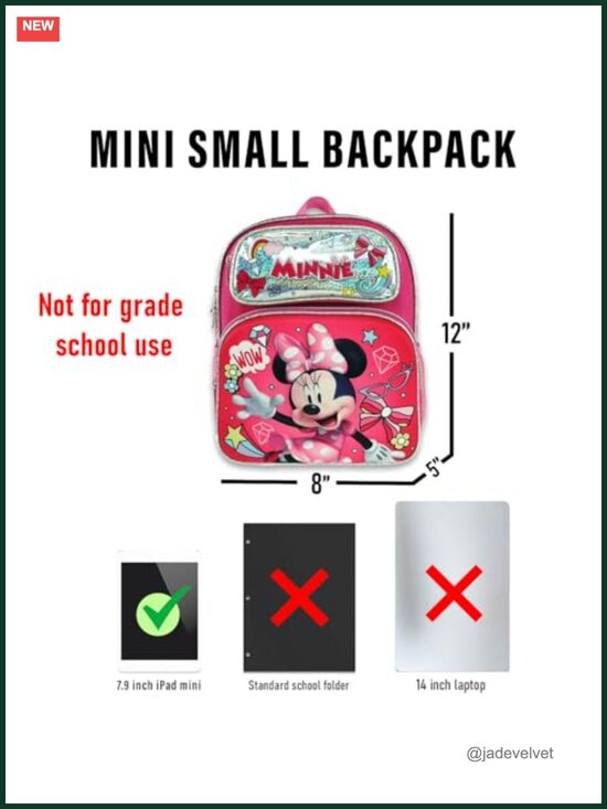 Disney Minnie Mouse Mini Backpack - Adjustable Straps, Water Resistant, Kids main image 5